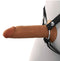 Brown silicone hollow strap-on with dual density design for comfort and confidence enhancement