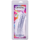 Crystal Jellies Realistic Cock 7 Inch Clear in packaging, showcasing its lifelike texture and clear design.