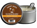 Hemp Seed 3-in-1 Candle Dream Sicle 6 Oz in a round tin, hand-poured soy massage candle, melts into nourishing oil.