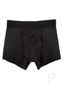 Her Royal Harness Boxer Brief Large/XLarge Black featuring a reinforced O-ring and soft stretchy fabric.