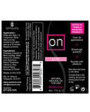 ON Natural Arousal Oil For Her Lite 5 ml Bottle back label showing ingredients and application instructions.