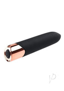 Gender X Gold Standard Silicone Bullet Black Rose Gold with slanted tip and rose gold finish.