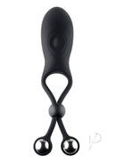 Zero Tolerance Big Bang Adjustable Cock Tie with Balls Black, silicone drawstring with stainless steel balls.