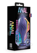 Anal Adventures Matrix Bling Silicone Plug Sapphire Blue packaging showcasing swirling bling plug design.