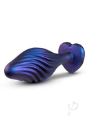 Anal Adventures Matrix Bling Silicone Plug Sapphire Blue with tapered head and textured design for stimulation.