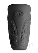 M Elite Platinum Gript Silicone Dual End Masturbator Black in sleek design for enhanced pleasure.