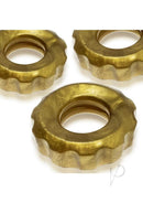 Hunkyjunk HUJ 3 Pack Cockrings Metallic Bronze featuring glossy bronze rings for enhanced comfort and support.