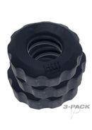 Hunkyjunk HUJ 3 Pack Cockrings Tar Ice - adjustable black cock rings designed for comfort and versatility.