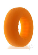 Oxballs Axis Rib Griphold Cock Ring Orange Ice displayed in a bright orange color, showcasing its ribbed design for grip.