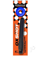Oxballs Oxshot 6 Inch Silicone Shower Butt Nozzle Black Blue with Atomic Jock cock ring packaging.