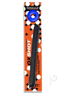 Oxballs Oxshot 12 Inch Silicone Shower Butt Nozzle with smooth platinum silicone hose and blue Atomic Jock cock ring.