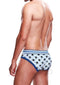 Prowler Blue Paw Brief Small worn by a man showcasing its stylish and comfortable design from the back.
