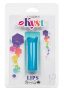 Kyst Lips Rechargeable Silicone Bullet Vibrator Blue in packaging with vibrant colors and design.
