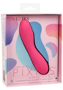 Liquid Silicone Pixies Ripple Rechargeable Vibrator Pink packed box showcasing its design and features.