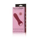 FemmeFunn Booster Bullet Silicone Vibrator Maroon packaging displaying features and design.