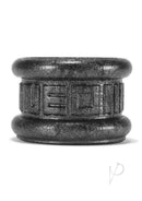 Oxballs Neo Short Silicone Ballstretcher Small Smoke in sleek black silicone with industrial detailing.