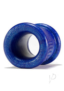 Oxballs Neo Tall Silicone Ball Stretcher Large Blue close-up view showing shiny blue design and sleek profile.