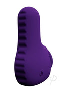 VeDO Nea Rechargeable Silicone Bullet Vibrator Deep Purple with ribbed design and powerful motor for intense pleasure.