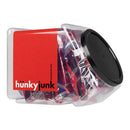 Hunkyjunk Hujtub Cock Ring Tub Multi Color packaging showcasing the variety of colors and design for everyday or adventurous wear.