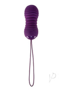 Evolved Eager Egg Silicone Egg with Remote Control Purple, featuring a textured body and a retrieval cord for easy use.