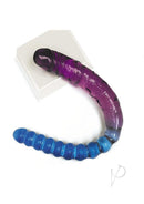 Shades Gradient Jelly Double Dong Blue/Violet showcasing its jewel-like body-safe TPR design in blue and violet colors.
