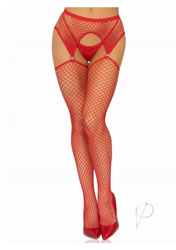 Indust Stocking Oring Garter Belt Os Red-0