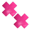 Neva Nude Strawberry Fruitella Wet Vinyl X Factor Pasties in bright pink X shape for secure fitting.