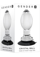 Gender X Crystal Ball Anal Plug Clear packaging featuring a sleek design and crystal clear finish.