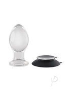 Gender X Crystal Ball Anal Plug Clear alongside a sleek black base for hands-free pleasure.