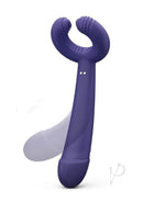 Please Me Rechargeable Silicone Vibrator Moonlight Indigo in deep indigo color showcasing its unique design and multifunctional features.