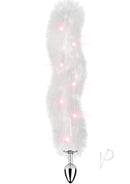 Foxy Tail Silicone Butt Plug White featuring a light-up fur tail for playful intimate moments.
