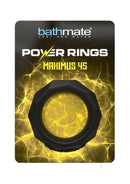 Bathmate Power Ring Maximus 45 Silicone Cockring Black displayed on a vibrant packaging background.