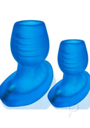 Oxballs Glowhole 1 Morph LED Hollow Butt Plug Small Blue showcased in a vibrant blue color, featuring a hollow design.