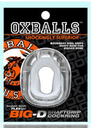 Oxballs Big-D Shaft Grip Cock Ring Clear packaging showcasing its thick design for enhanced performance.