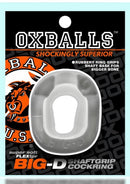Oxballs Big-D Shaft Grip Cock Ring White packaging showing thick, super-soft ring for enhanced bulge and grip.