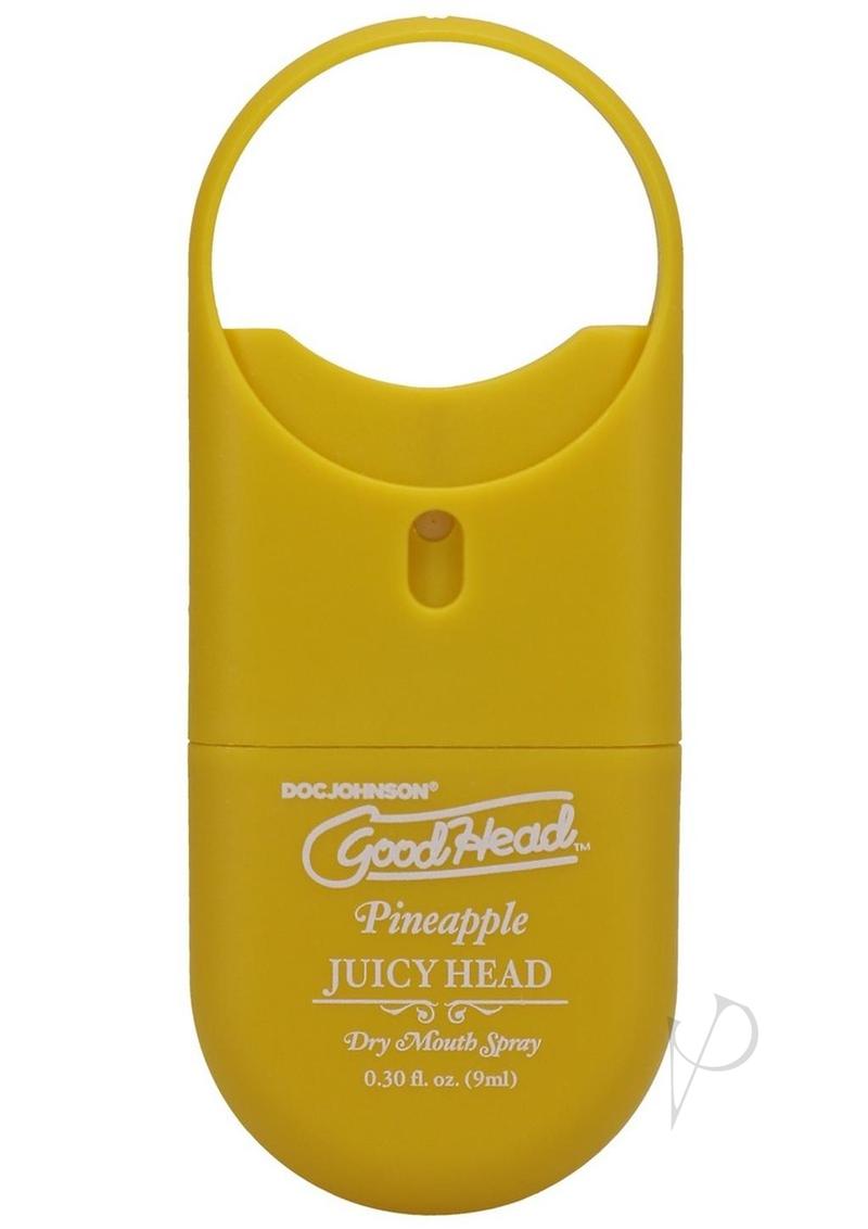 GoodHead Juicy Head Dry Mouth Spray in pineapple flavor, 0.30 oz travel size for instant moisture and fresh breath.
