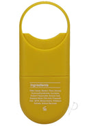 GoodHead Juicy Head Dry Mouth Spray ingredients label on a yellow container, highlighting key components for users.