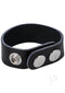Rock Solid Adjustable Leather 3 Snap Cock Ring in black, made from genuine cowhide with strong nickel snaps for comfort.
