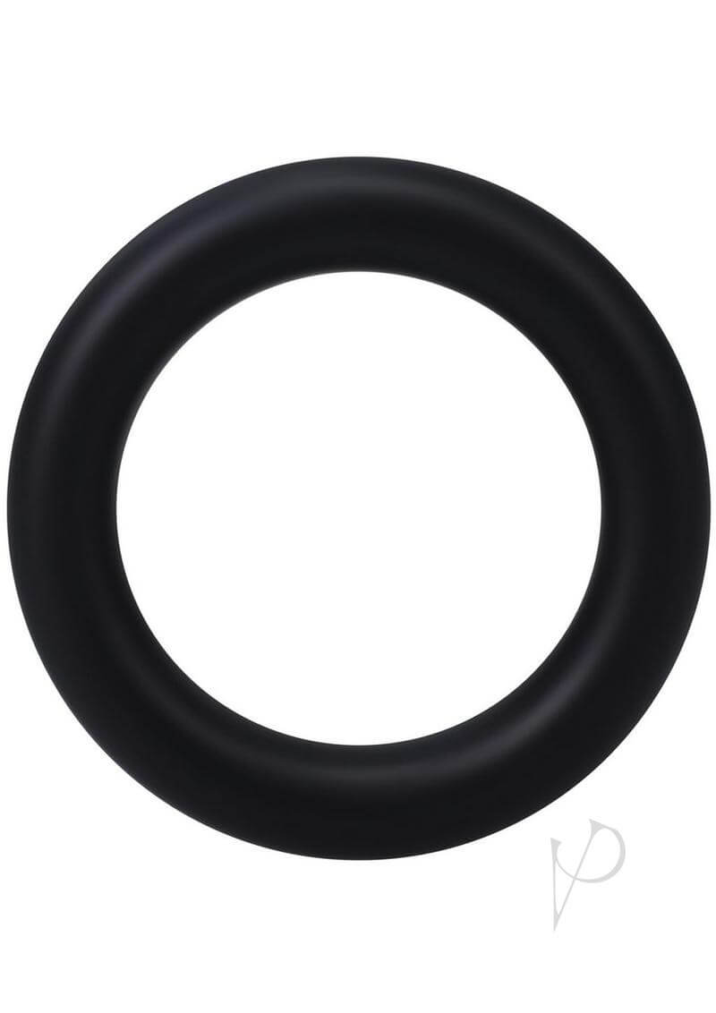 Black silicone gasket cock ring designed for comfort, enhancing size, and thickness, dishwasher safe and body-safe.