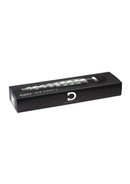 Doxy Die Cast 3 Wand Plug-In Wand Massager Cannabis Pattern packaging design with sleek black box.
