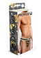 Prowler BDSM Rubber Ducks Jock Extra Small Black Yellow packaging with model wearing jock strap.