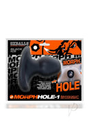 Oxballs Morphhole 1 Gaper Anal Plug Small Black Ice packaging showcasing the soft, stretchy hollow design.