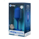 b-Vibe Vibrating Snug Plug 4 Weighted Silicone Anal Plug Navy packaging with ergonomic design and features.