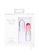 Pillow Talk Lusty Flickering Clitoral Massager Pink elegantly packaged with a white box and Swarovski crystal.
