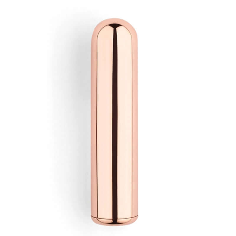 Le Wand Chrome Bullet Rechargeable Vibrator Rose Gold, sleek design, compact and powerful stimulation.