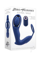 Zero Tolerance Extra Mile Double Motor C-Ring Vibrator Blue packaging displaying product features and design