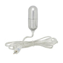 Sterling Collection Mini Silver Bullet Vibrator Silver with connecting wire on a white background.