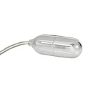 Sterling Collection Mini Silver Bullet Vibrator Silver close-up view of shiny silver bullet massager