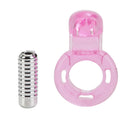 Basic Essentials Bunny Enhancer Vibrating Cock Ring Pink with a bunny-shaped micro-stimulator and stretchy ring.