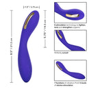 Impulse Intimate E-stimulator Wand showcasing dimensions and features for enhanced pleasure.